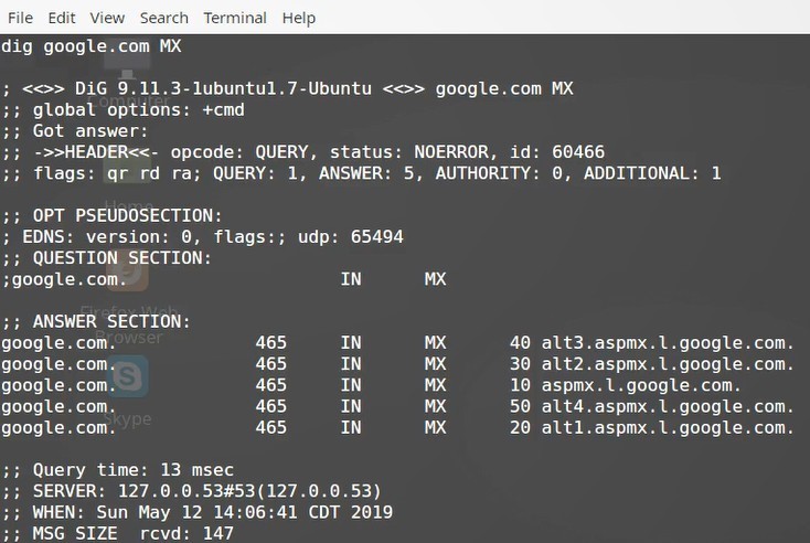 dig command MX record