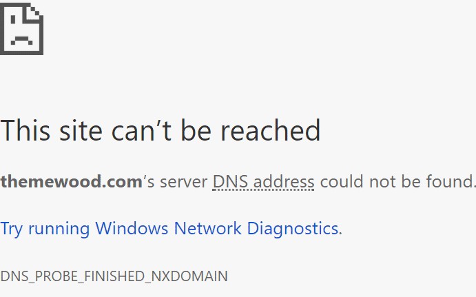 DNS_PROBE_FINISHED_NXDOMAIN