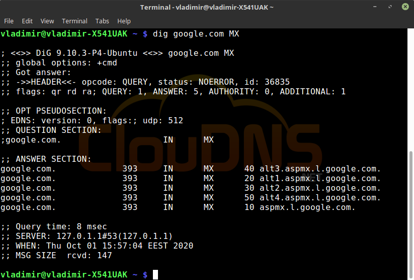 dig command MX
