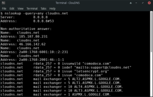 Which command is used to find IP address with FQDN?