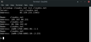 Which command is used to find IP address with FQDN?