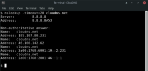 Which command is used to find IP address with FQDN?