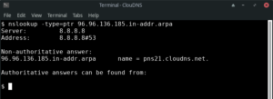 Which command is used to find IP address with FQDN?